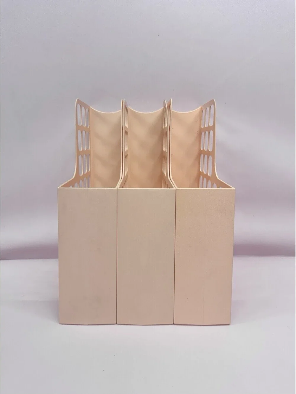 (P) Rare Set of 3 Vintage 1980s Peach Oxford DecoFile Magazine Holder Esselte